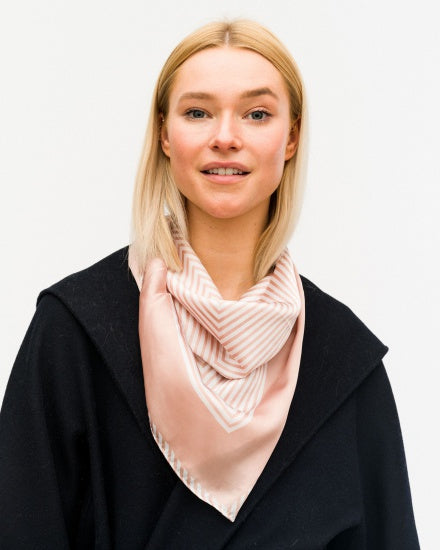 Printed Silk Ribbon Scarf Pink Bandana Online