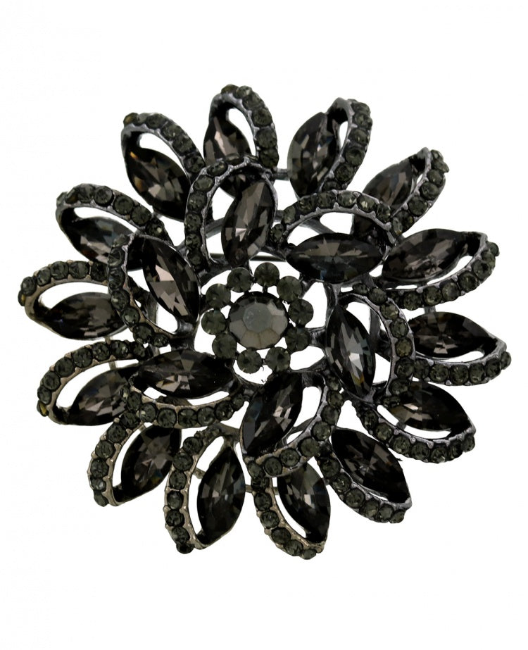 Flower Metal Rhinestone Glass Brooch