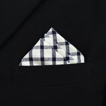 Load image into Gallery viewer, Black &amp; Beige Checkered Plaid Pocket Square
