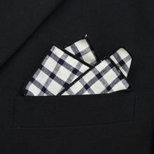 Load image into Gallery viewer, Black &amp; Beige Checkered Plaid Pocket Square
