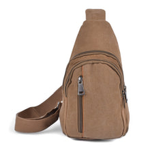 Load image into Gallery viewer, Brown Crossbody Canvas Sling Bag Backpack with Adjustable Strap
