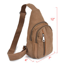 Load image into Gallery viewer, Brown Crossbody Canvas Sling Bag Backpack with Adjustable Strap
