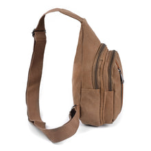 Load image into Gallery viewer, Brown Crossbody Canvas Sling Bag Backpack with Adjustable Strap
