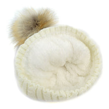 Load image into Gallery viewer, Ribbed &amp; Cable Knit Pom Pom Beanie
