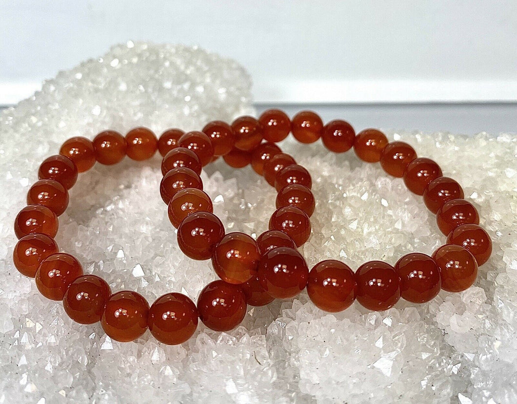 Natural Carnelian 8mm 7.5” Stretch Bracelet